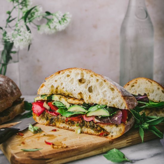 Pesto Grilled Veggie Party Sub