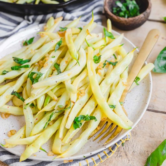 Wax Beans with Garlic & Basil