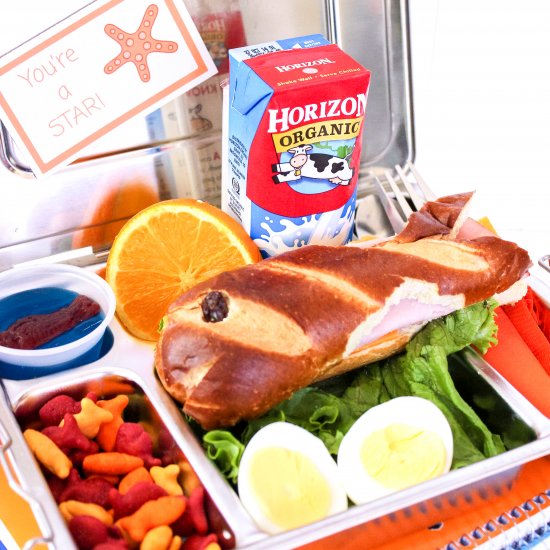 Beach Theme Kids Ham & Cheese Bento