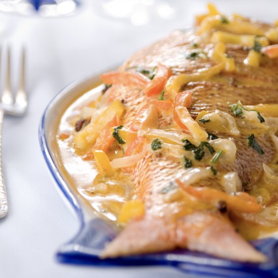 Fish in coconut milk sauce