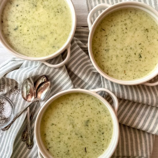 Cheesy Broccoli Zucchini Soup