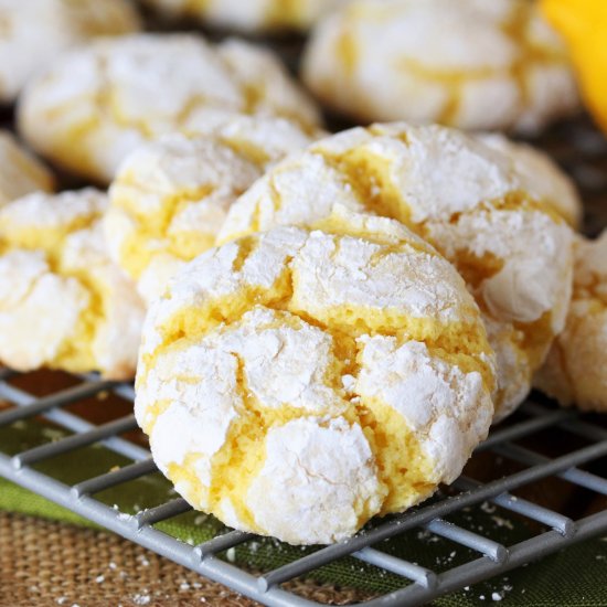 Lemon Crinkle Cake Mix Cookies