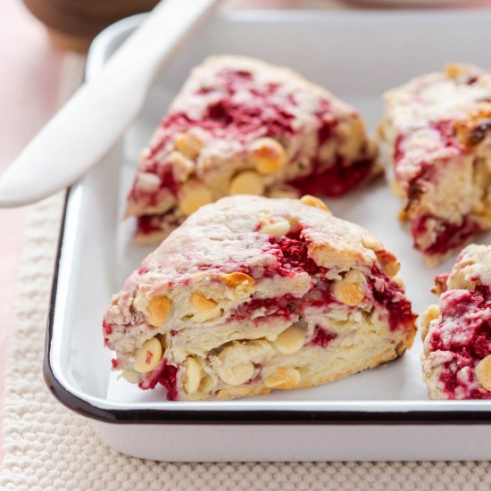 Raspberry White Chocolate Scones