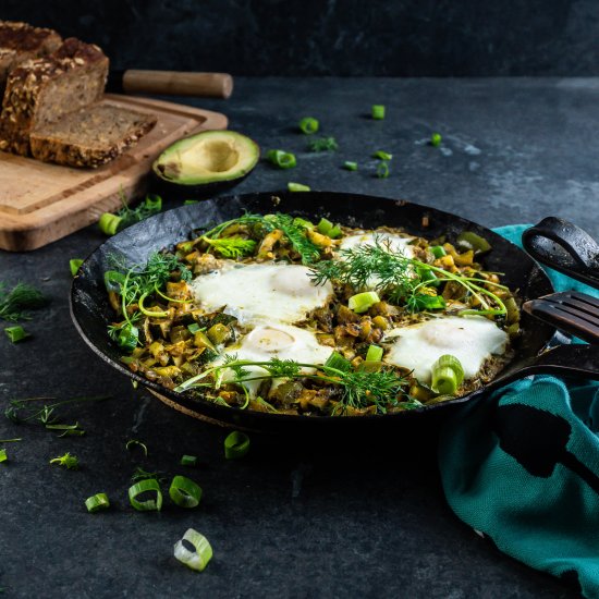 Easy Green Shakshuka with Pesto