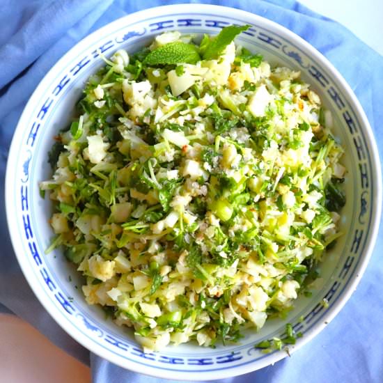 Minted Cauliflower Pea Shoot Salad