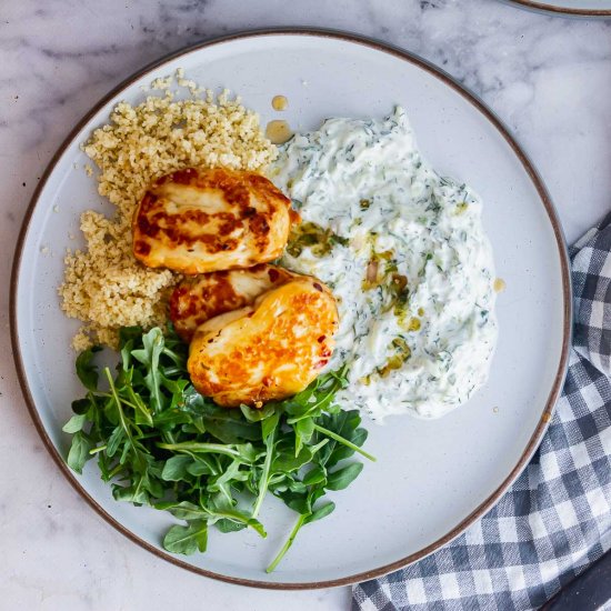 Honey glazed halloumi with chilli