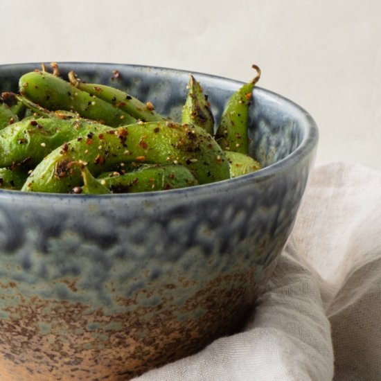 Fried Edamame with Togarashi