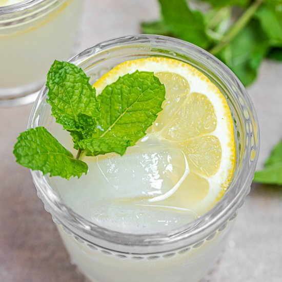 Ouzo Drink with Lemon and Mint