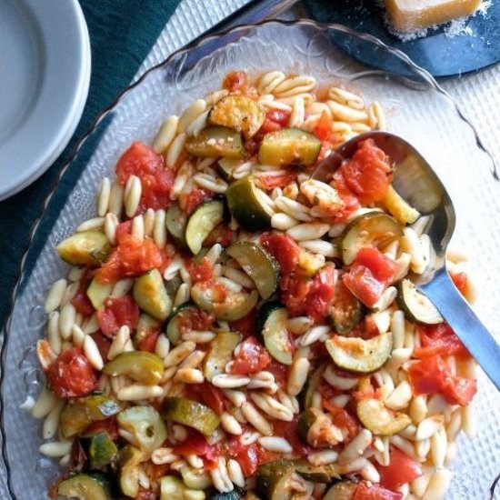 tomato & zucchini with pasta