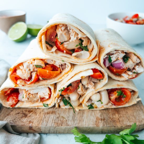 Chicken, Tomato & White Bean Wraps