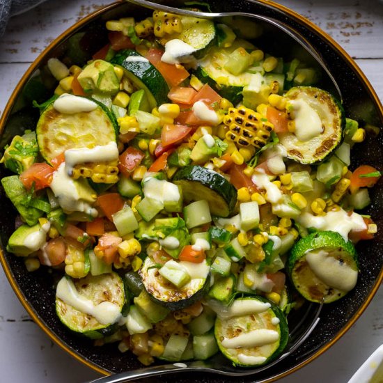 Charred Corn Salad with Courgette