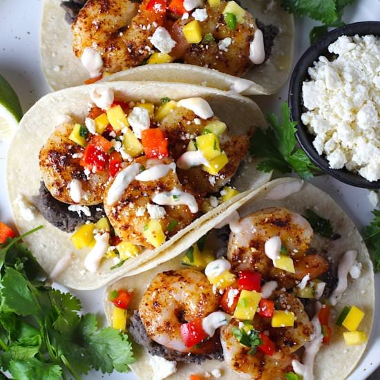 Shrimp Baja Tacos with Mango Salsa