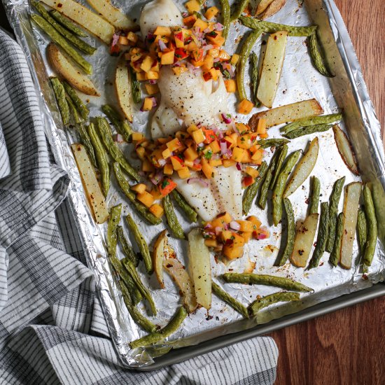 Baked Cod with Peach Salsa