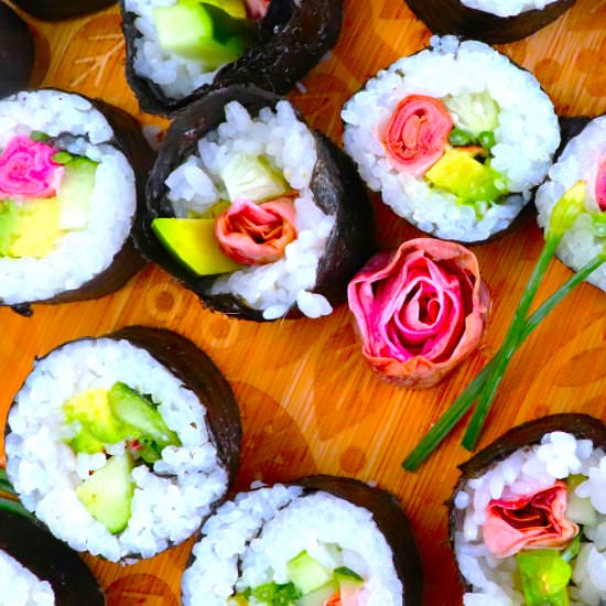 Pickled Magnolia Blossom Sushi