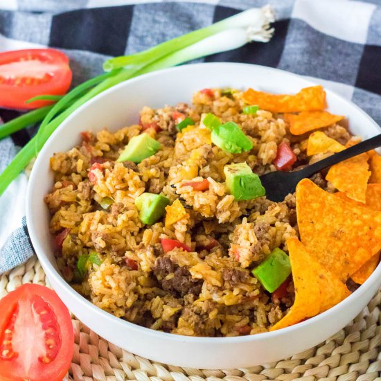 One Pan Fajita Rice Casserole