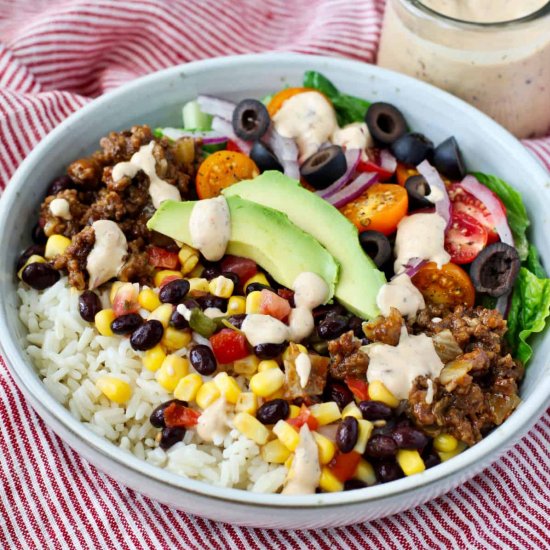 Burrito Bowl with Corn and Tomatoes