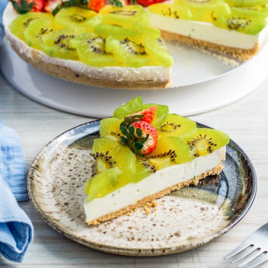 Homemade Kiwi Strawberry Cheesecake