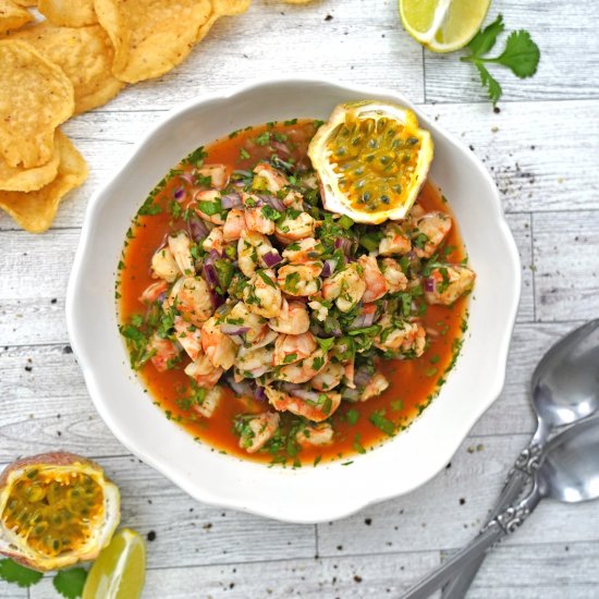 Shrimp Ceviche with Passion Fruit