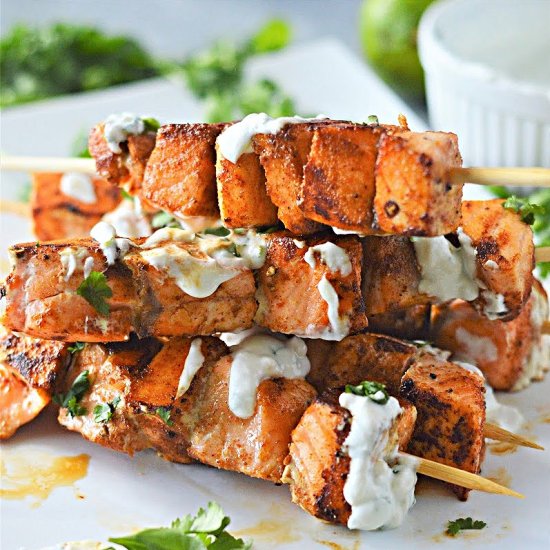 CILANTRO LIME SALMON SKEWERS