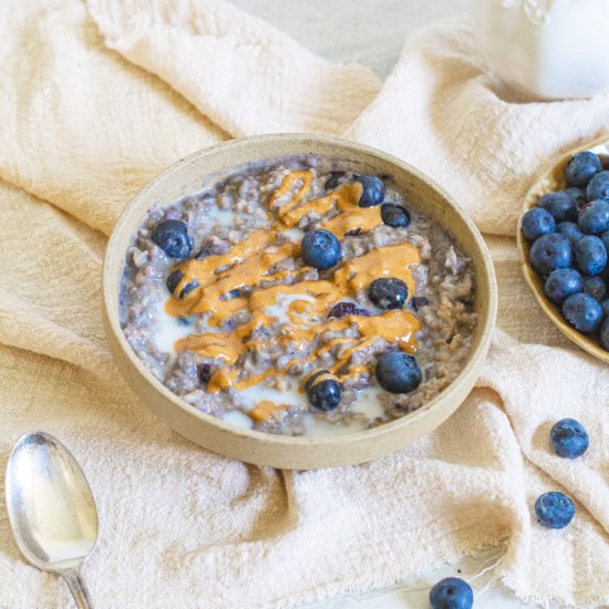 High Protein Quick Blueberry Oats