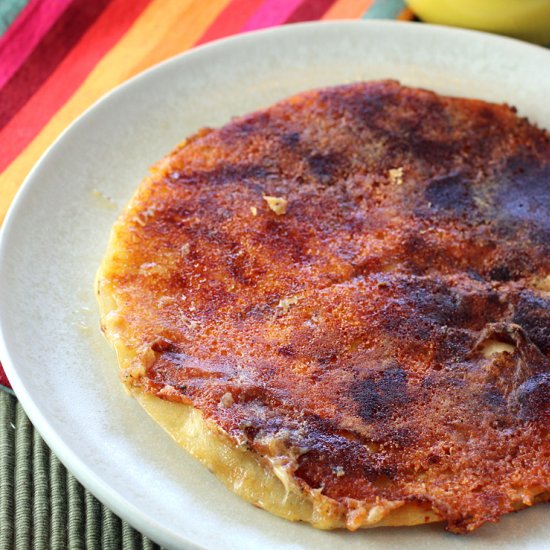 Cheese-crusted quesadilla