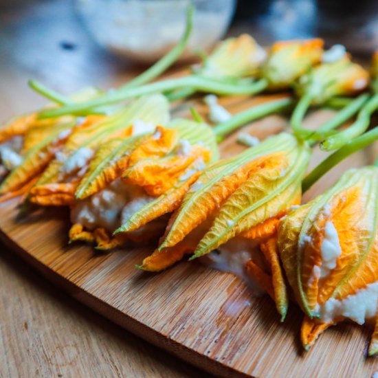 Stuffed zucchini flowers