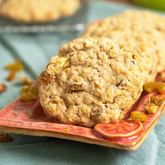 Apple Raisin Walnut Oatmeal Cookies