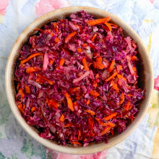 Red Cabbage and Rhubarb Slaw