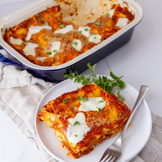 Red Pepper Fresh Mozzarella Lasagna