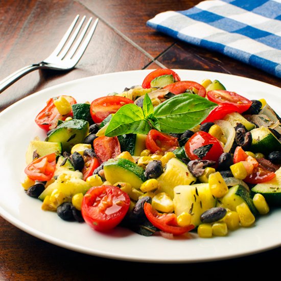 Zucchini, Sweet Corn, & Bean Sauté