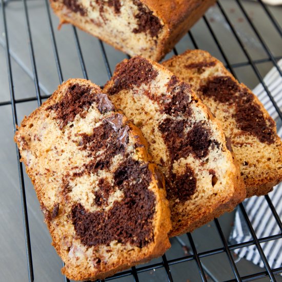 Chocolate Banana Swirl Loaf Cake