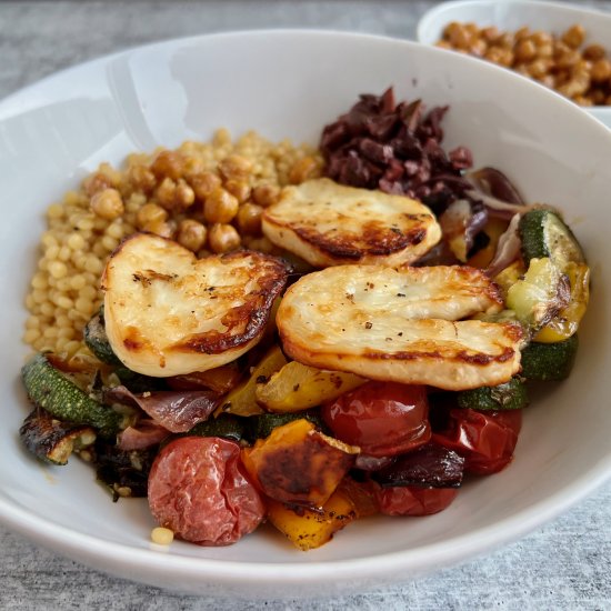 Vegetarian Greek Bowls w/ Halloumi