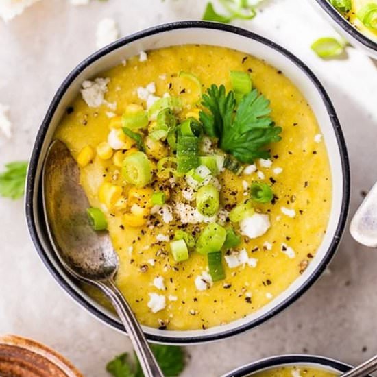 Creamy Corn Soup with Queso Fresco