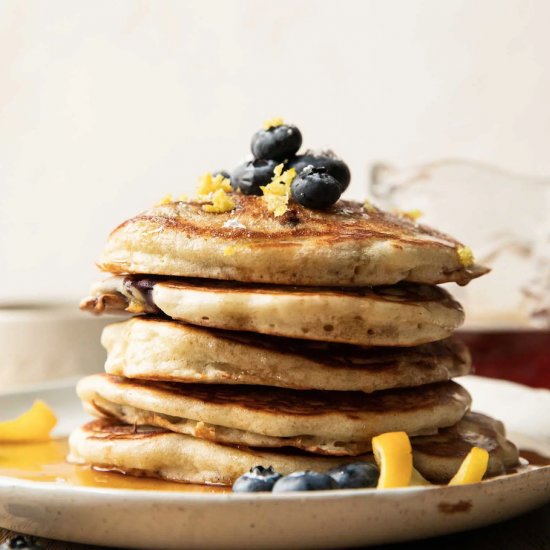 The BEST Lemon Blueberry Pancakes