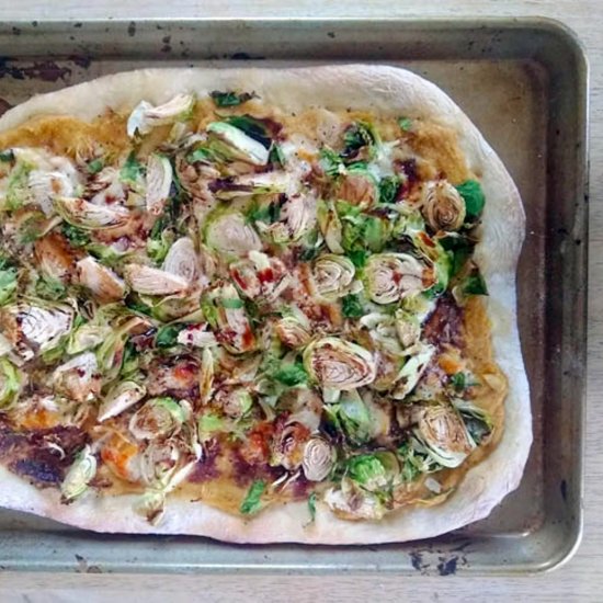 Hummus Pizza with Brussels Sprouts