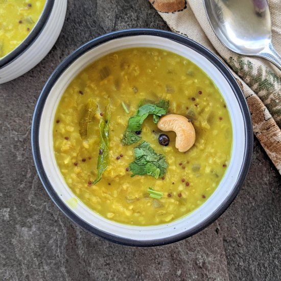 Steel cut oats with red lentils