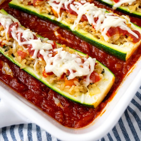 Italian Rice Stuffed Zucchini