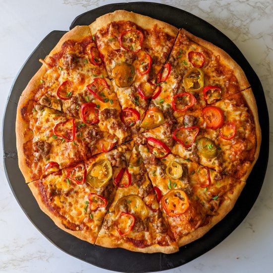 Spicy Sausage and Pepper Pizza