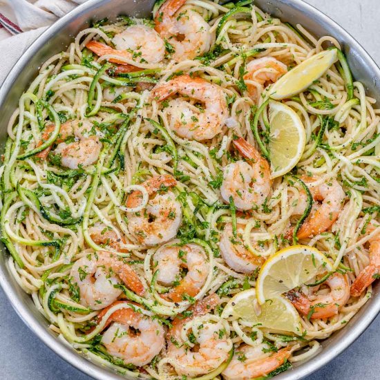 LEMON SHRIMP PASTA AND ZOODLES