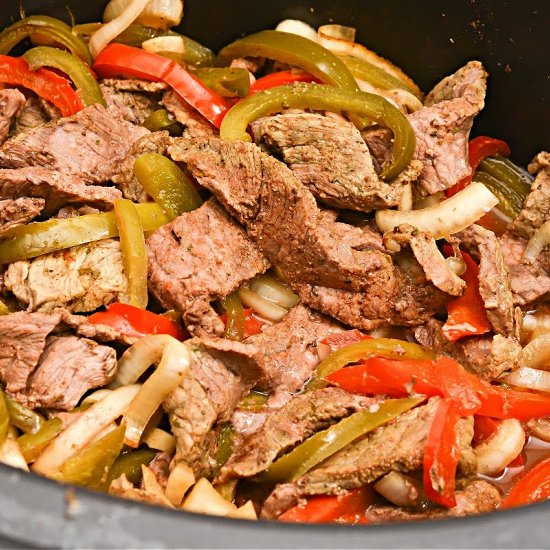 KETO SLOW COOKER STEAK FAJITAS