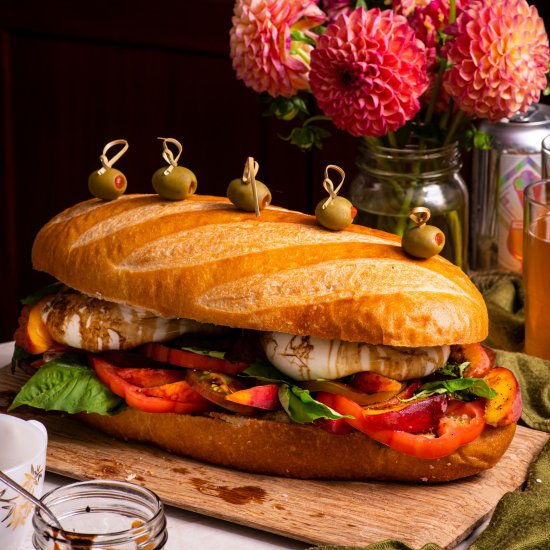 Peach Caprese Party Sub w Burrata