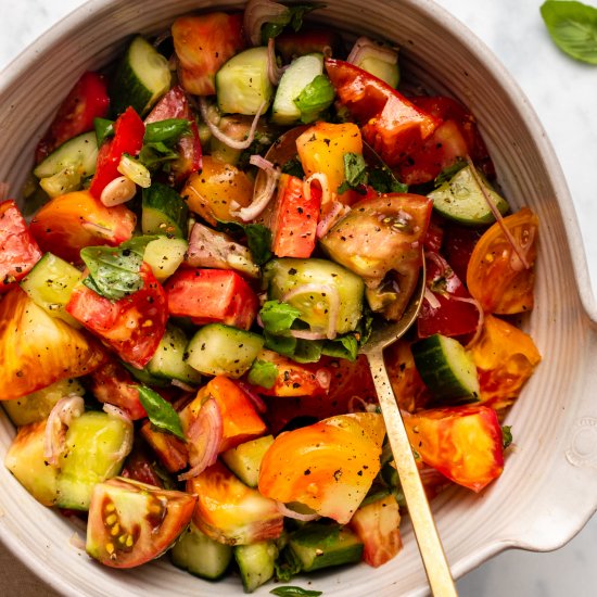 Tomato Cucumber Basil Salad