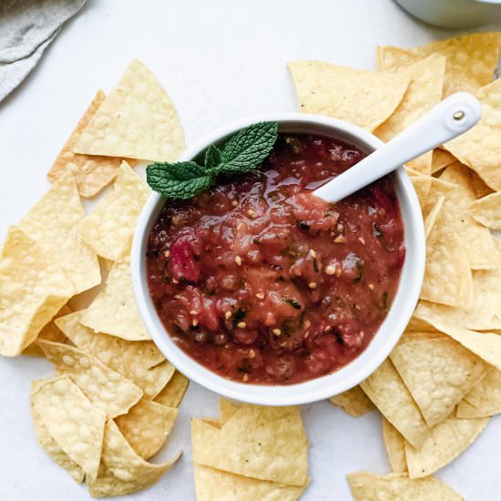 Roasted tomato mint salsa