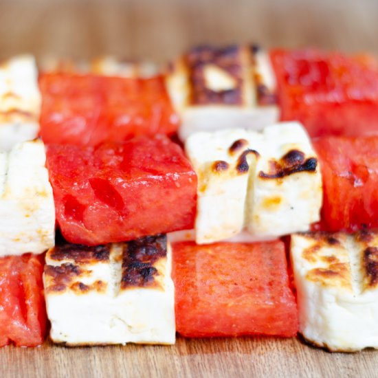 grilled watermelon cheese skewers