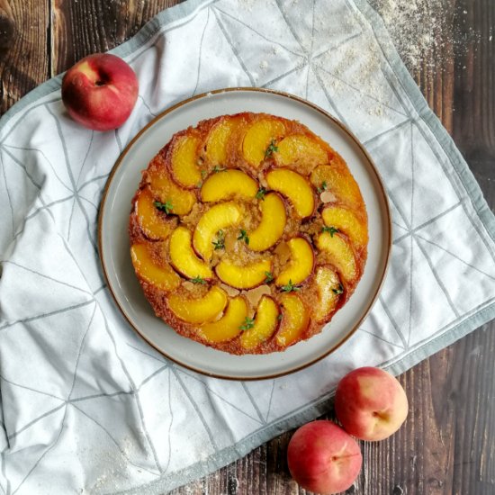 Peach upside-down cake