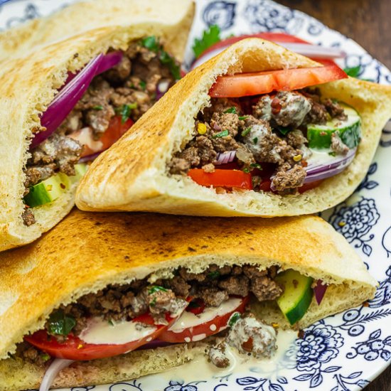 Kofta Seasoned Ground Beef Pitas