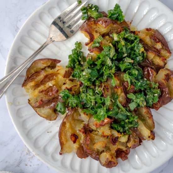 Crispy Smashed Potatoes Garlic Herb