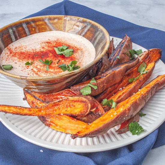 Roasted Sweet Potatoes with Yogurt