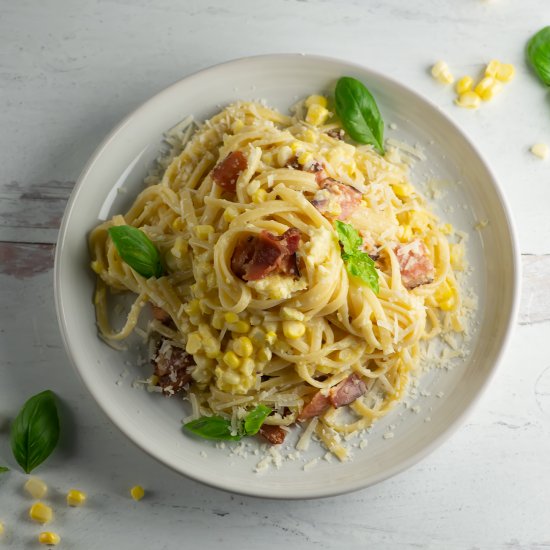 Corn Pasta Carbonara