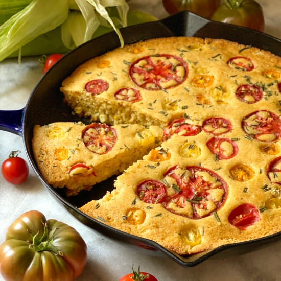 Skillet Cornbread with Tomatoes